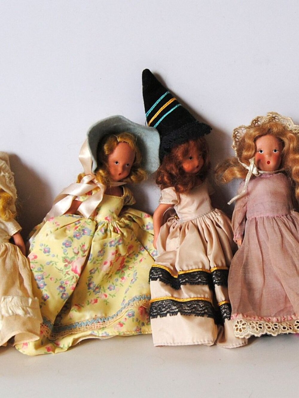 7 Bisque Nancy Ann Storybook Dolls Vintage 1940's Painted Eyes 6" - 7"